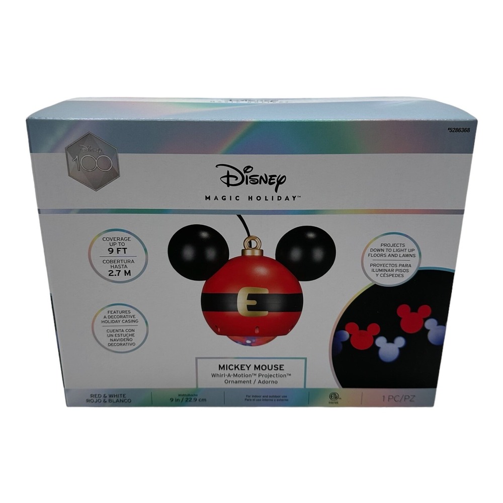 Disney Magic Holiday Mickey Mouse Whirl-a-Motion Hanging Projection Ornament NEW